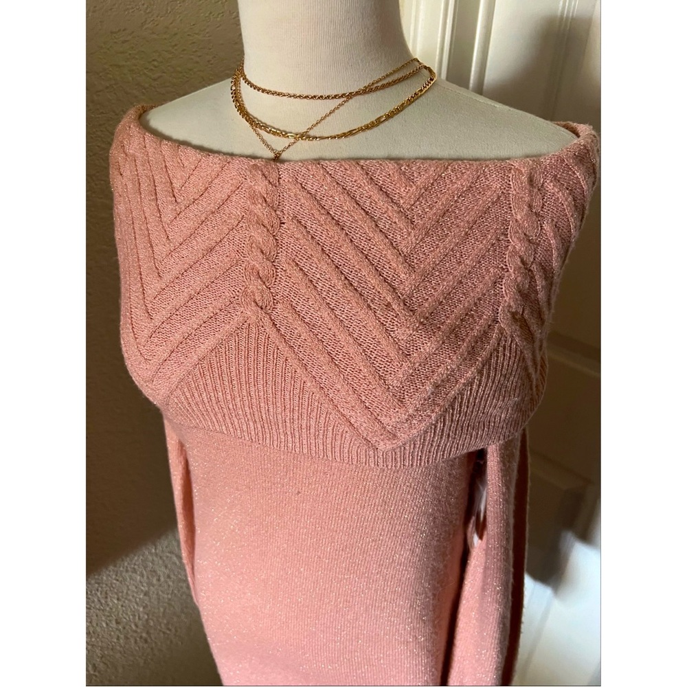Candies Dusty Pink Off The Shoulder Cozy Sweater
